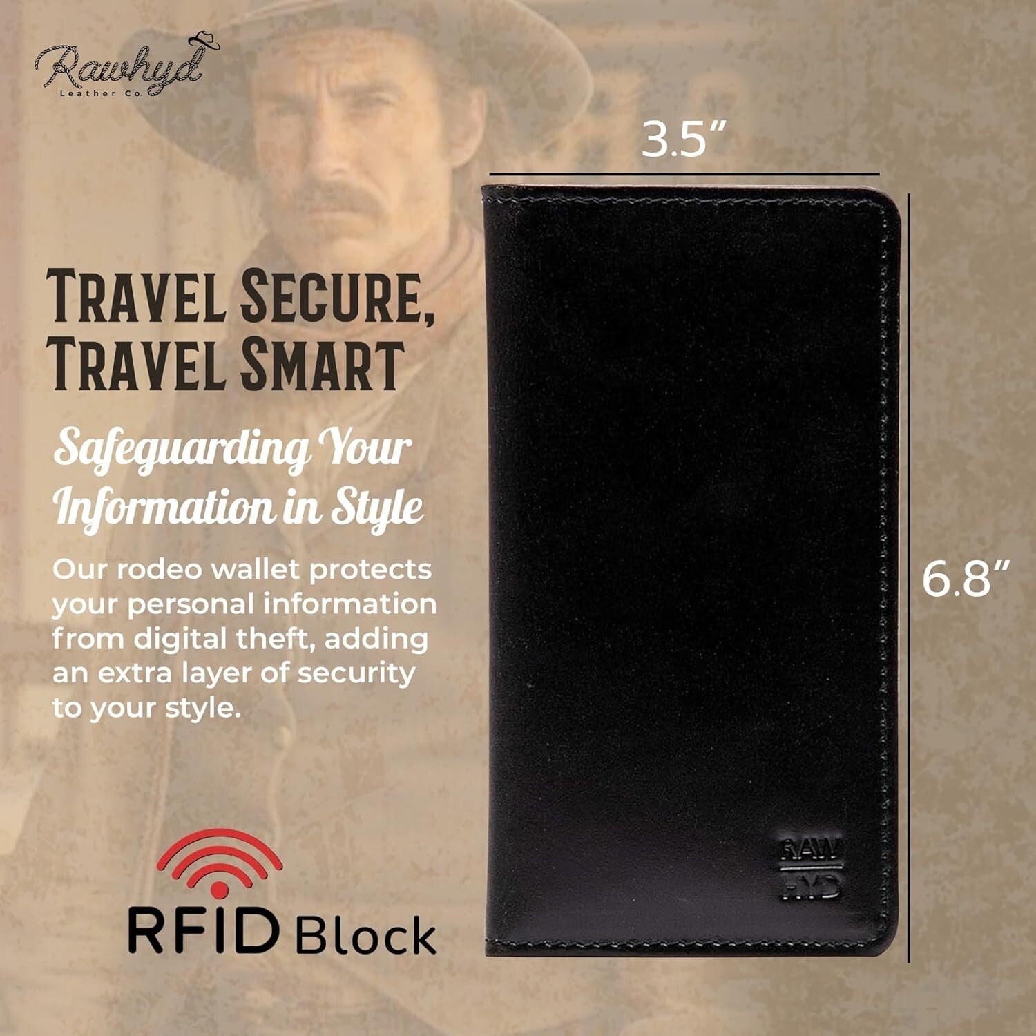 Minimalist Long Leather Wallet with RFID Protection - Perfect Gift for Him