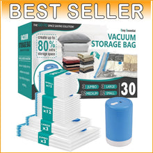 Load image into Gallery viewer, Premium Vacuum Storage Bags with Electric Pump | 30 Pack - Organize &amp; Save Space