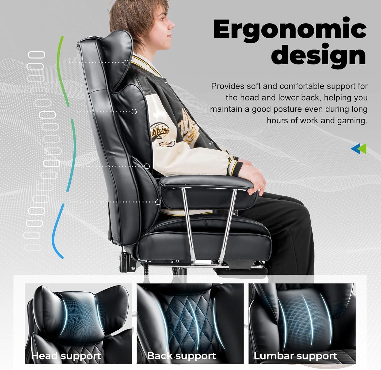 Big & Tall Executive Chair with Soft Armrests, Adjustable & Versatile