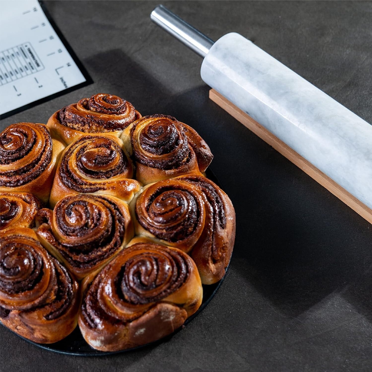 White Marble Rolling Pin Set with Stainless Steel Handles & Baking Accessories