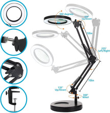 Load image into Gallery viewer, Adjustable LED Magnifying Lamp with Heavy Base - Hands-Free Precision Lighting