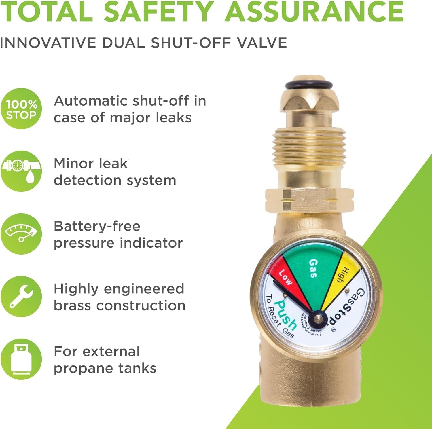 Enhanced Propane Gas Gauge for Class A & C RVs - Safety Shut-Off Included
