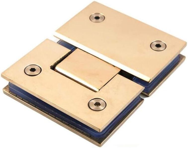 Heavy-Duty 180 Degree Brushed Gold Glass Door Hinges - 2 Pack, 120 lbs Capacity