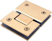 Load image into Gallery viewer, Heavy-Duty 180 Degree Brushed Gold Glass Door Hinges - 2 Pack, 120 lbs Capacity