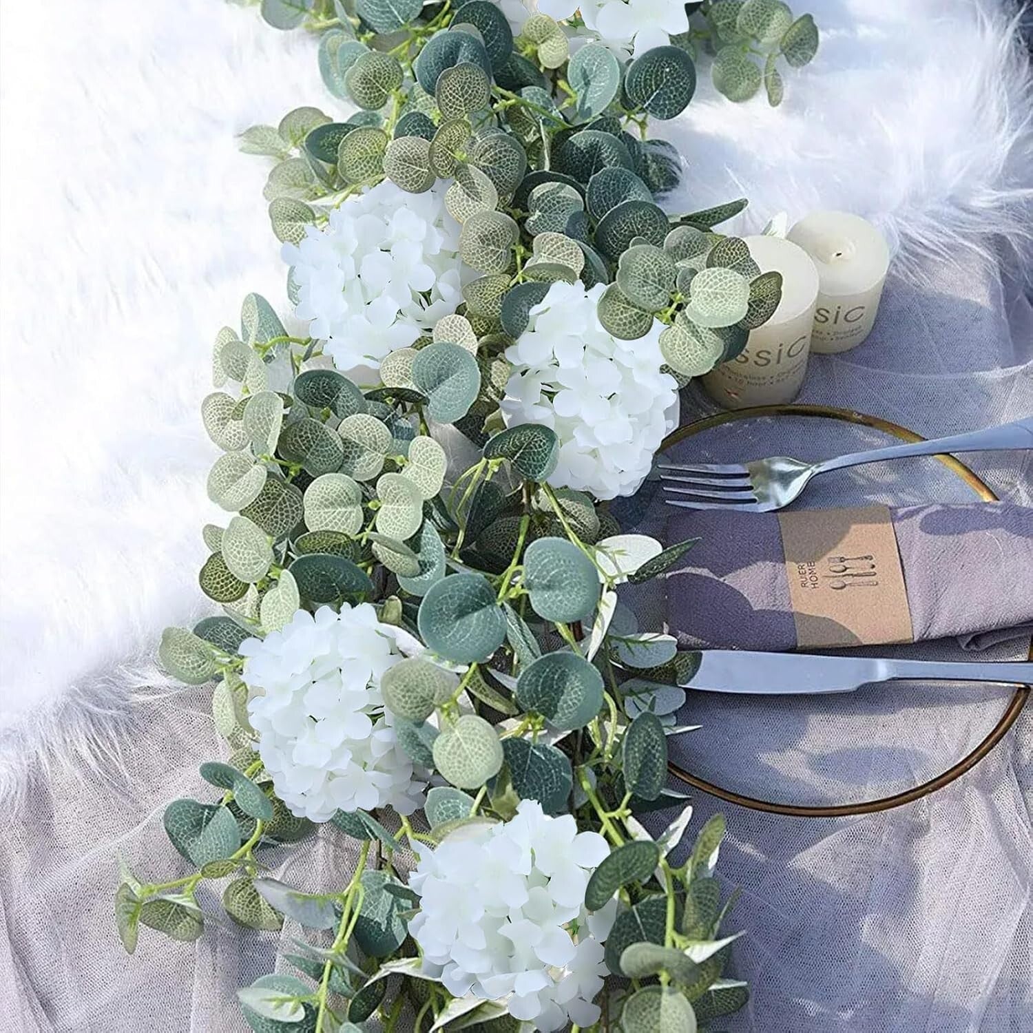 Long-Lasting 106pcs White Hydrangea Artificial Flowers for Weddings & Decor