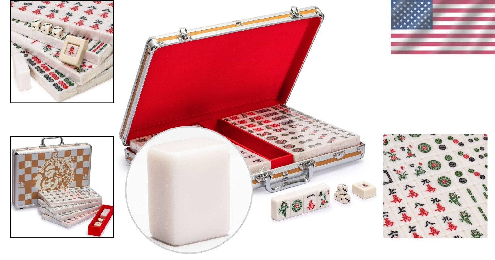 Deluxe Chinese Mahjong Set - 146 Tiles, 3 Dice, Wind Indicator in Portable Case