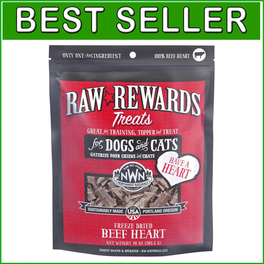 All-Natural 10 Oz Freeze-Dried Beef Heart Treats for Dogs & Cats - Training Aid