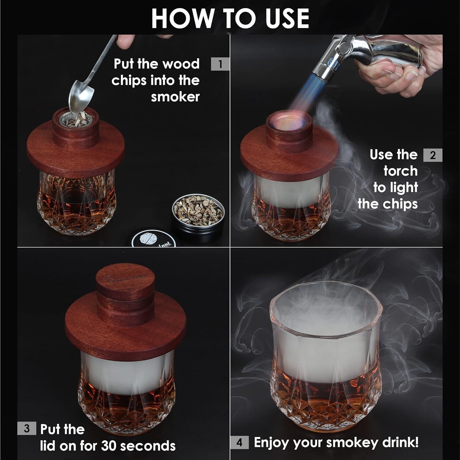 8 Flavor Whiskey Smoker Kit with Wooden Box - Elevate Your Drinking Experience