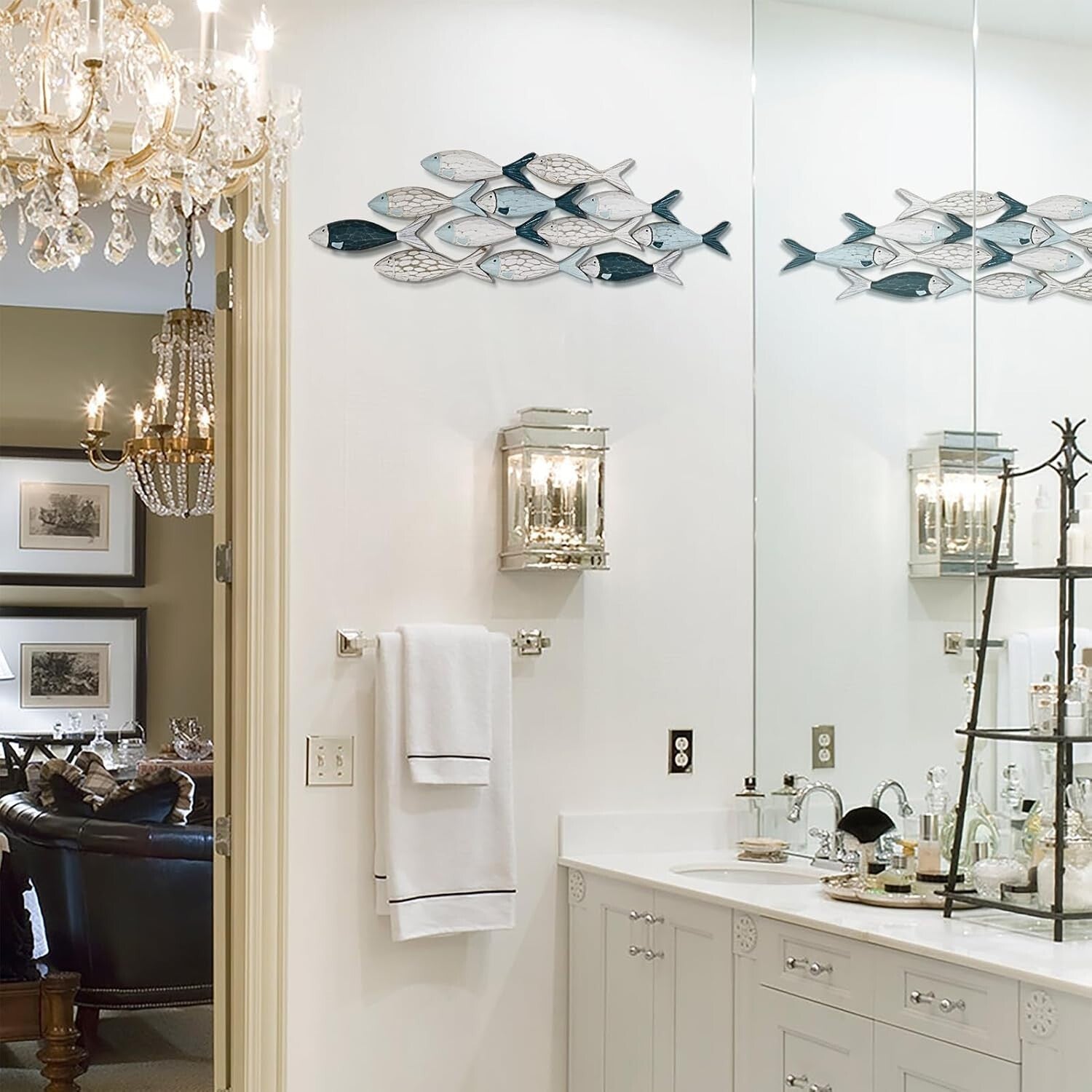 Lightweight Carved Fish Wall Art - Ideal for Beach House & Bathroom Decor