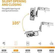 Load image into Gallery viewer, Durable 50 Pack 1-3/8" Satin Nickel Soft Close Cabinet Hinges &amp; Accessories
