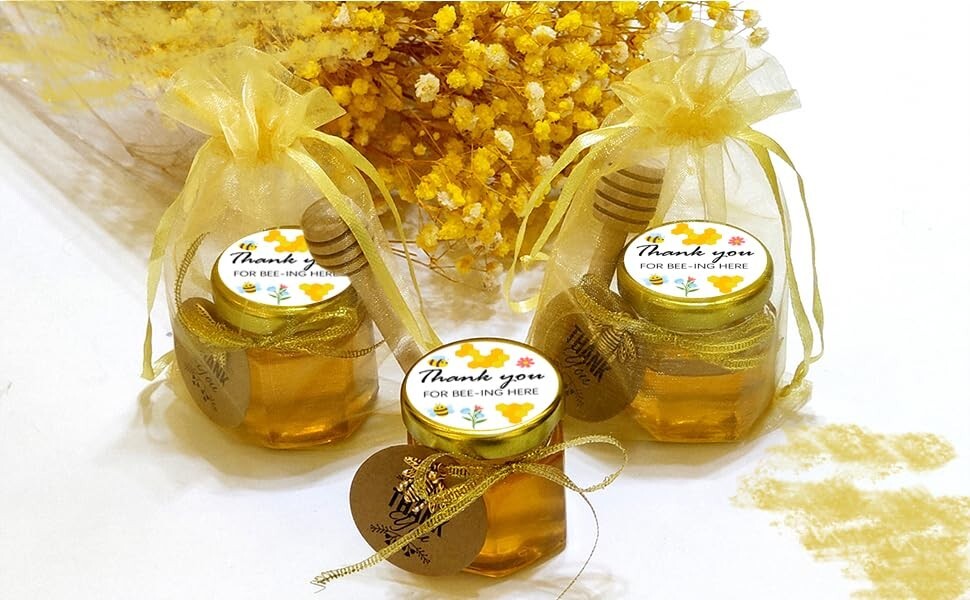 Elegant Mini Honey Jars with Dipper - Perfect Party & Wedding Favors - 60 Pack