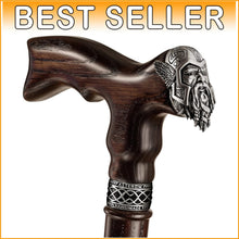 Load image into Gallery viewer, Elegant Walnut Wood Viking Cane - Custom Length with Interchangeable Tip