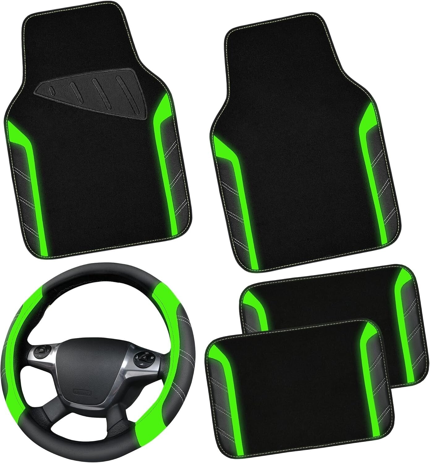 Durable Anti-Slip Steering Wheel Cover with Waterproof Car Mats for Protection