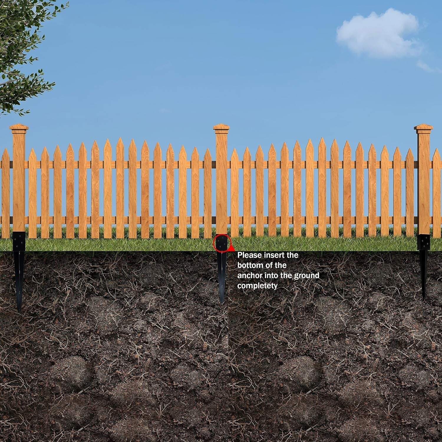 Heavy-Duty 8 Pack Black Metal Post Anchors - Quick Install for Mailbox or Fence