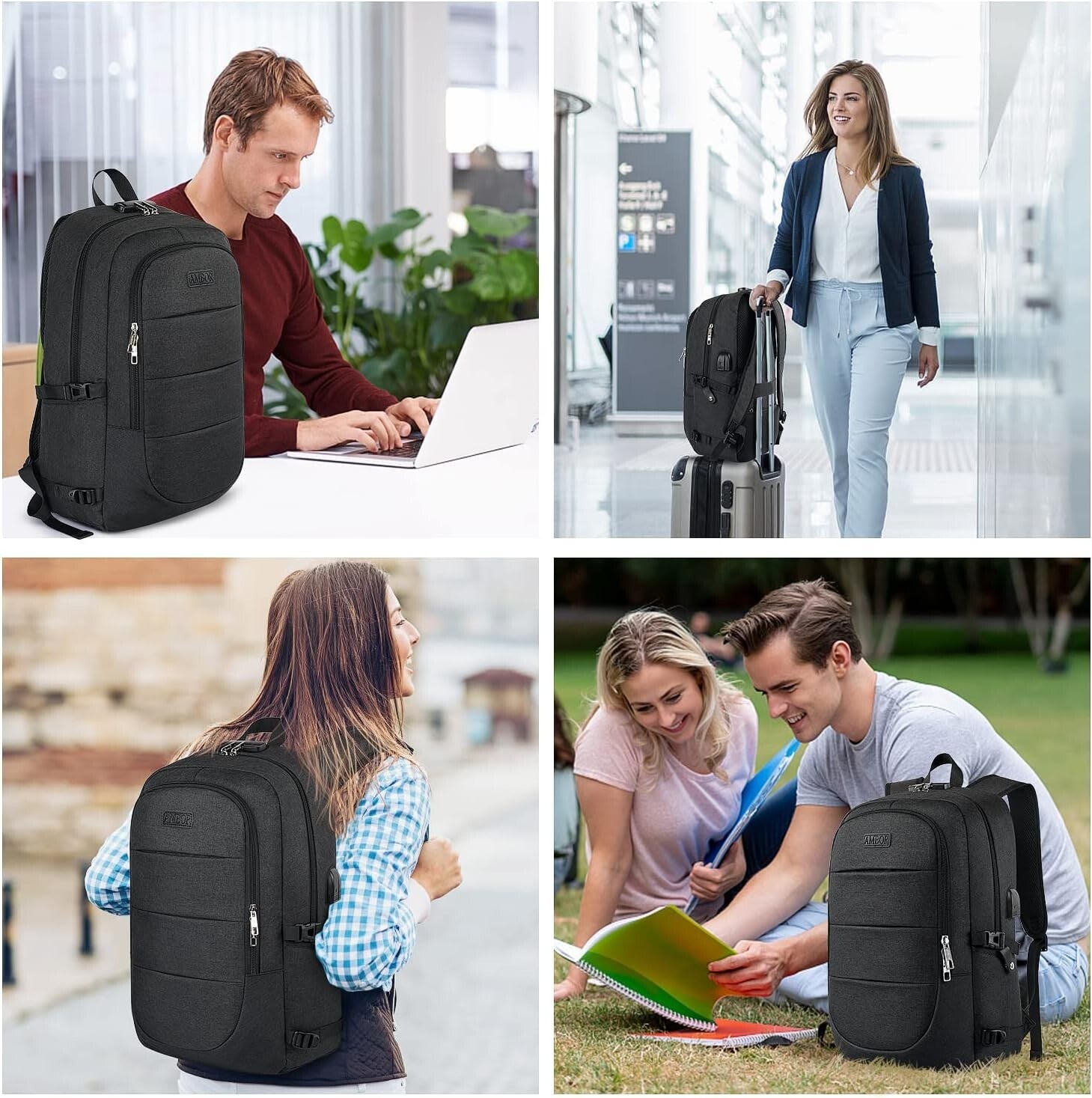 Lightweight 18.4" Business Backpack with Headphone Jack & Anti-Theft Design
