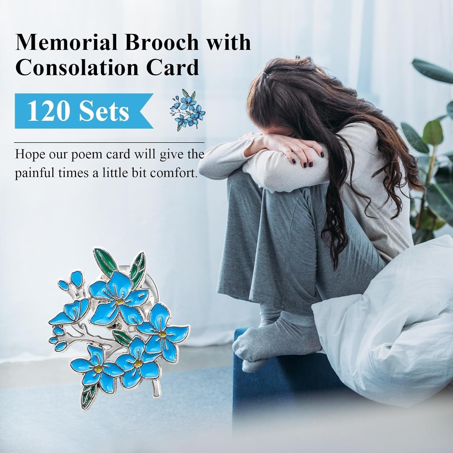 Forget Me Not Memorial Brooches: 90 Sets of Elegant Pins & Thank You Cards