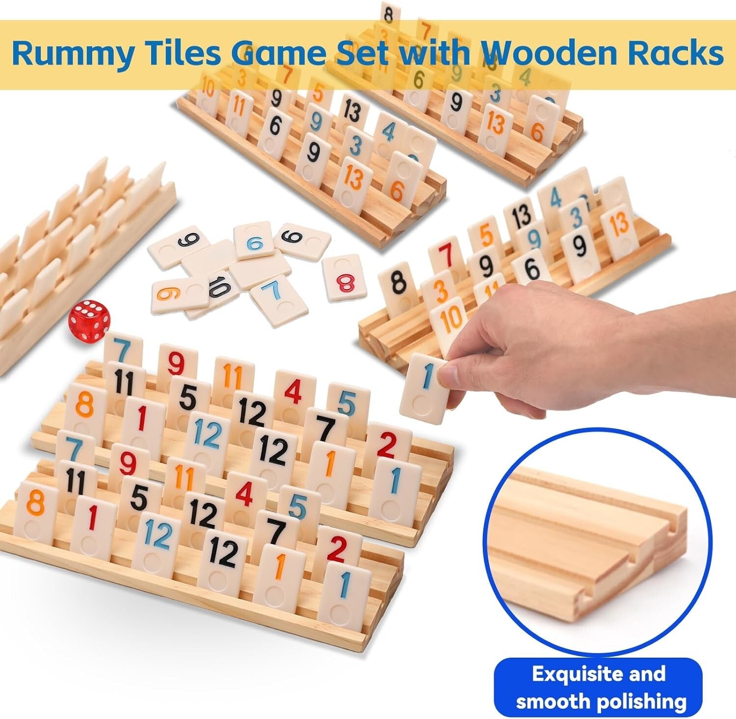 Cognitive Rummy Game Set Includes 162 Tiles, Racks & Storage Bag – Fun for All