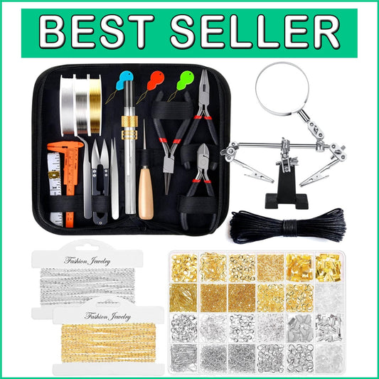 Deluxe Jewelry Beading Kit for Adults - Crafting Tools & 1830 Findings Included