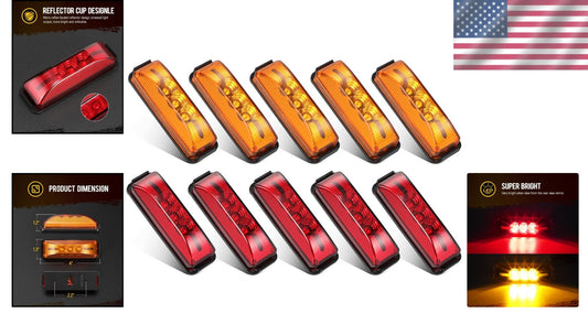 Universal Fit 10Pcs 3.9" LED Side Marker Lights - Waterproof & Durable Design