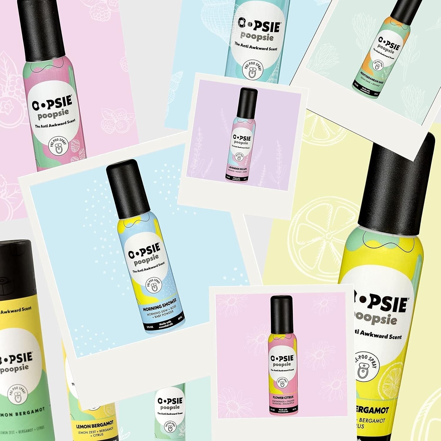 8-Scent Portable Pre-Poo Spray - Essential Oil Odor Eliminator for Toilets