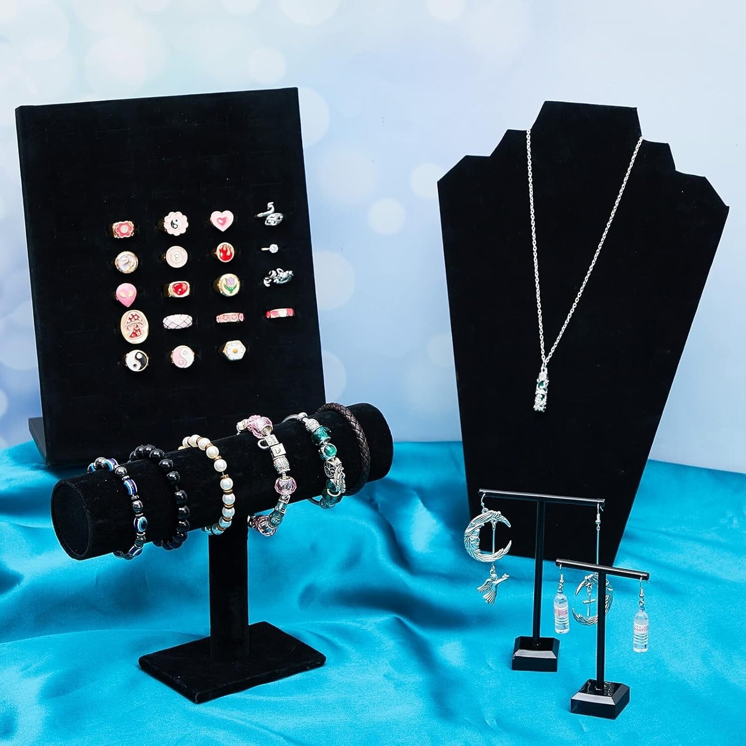 Elegant 22-Piece Velvet Jewelry Display Set - Perfect for Selling and Showcasing