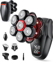 Load image into Gallery viewer, Rechargeable 5-in-1 Bald Men’s Shaver with Magnetic Shaving Head and LED Display