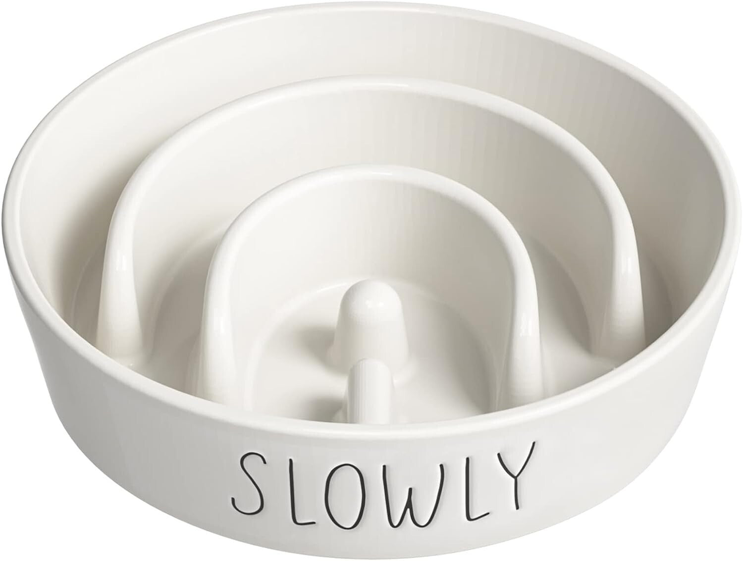Ceramic Slow Feeder Dog Bowl - 3 Cups Non-Slip Puzzle Design for Healthy Eating