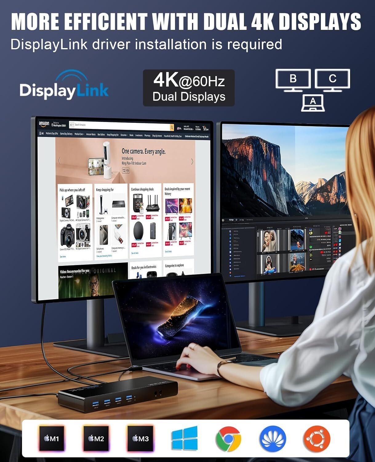 Advanced USB-C Dual 4K Docking Station: Perfect for Mac & Windows Laptops