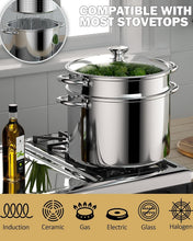 Load image into Gallery viewer, 8-Quart Multifunctional Pasta &amp; Steamer Set - Induction Ready Stainless Steel
