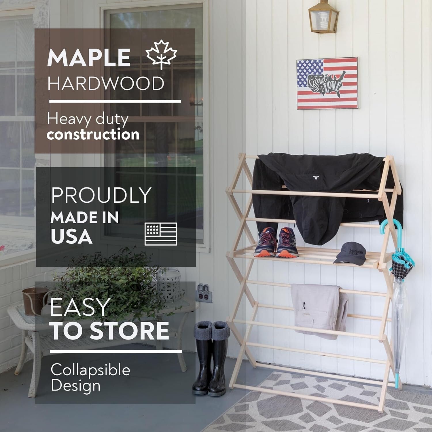 Furniture-Grade Folding Drying Rack - 47 Feet of Space for Bulky Laundry