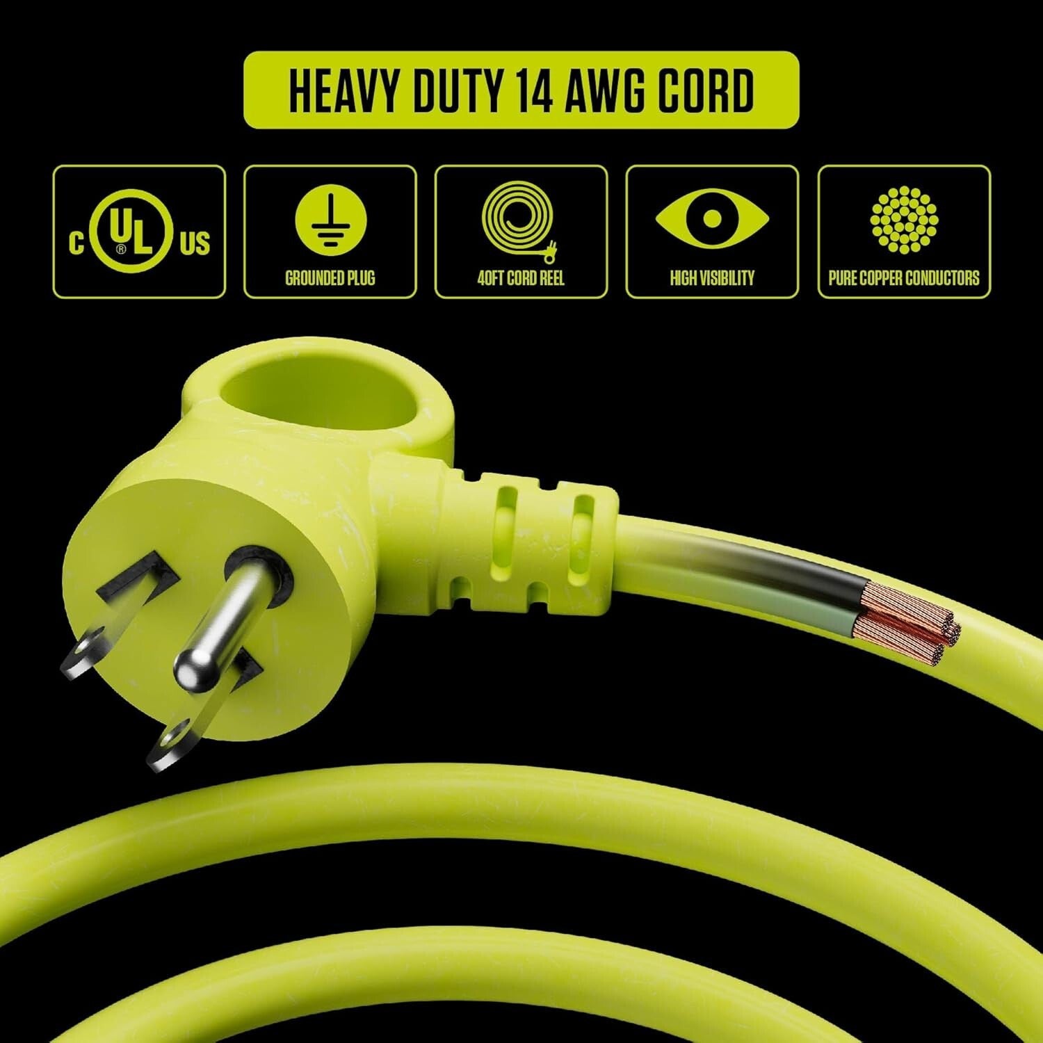 Portable 40ft Case Cord Reel with Safety Breaker and Manual Power Switch