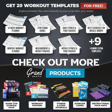 Load image into Gallery viewer, Complete Home Gym Poster Set - 12 Laminated Fitness Charts for Every Exercise
