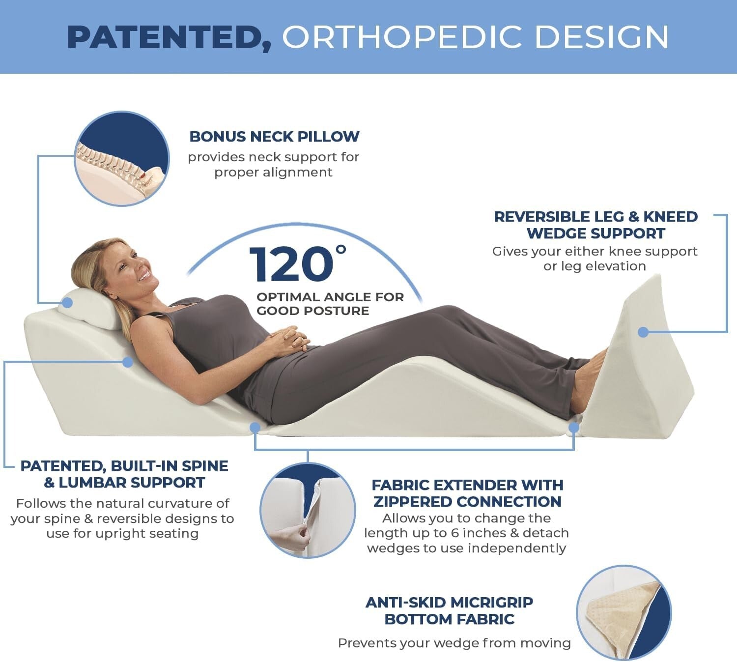 9-in-1 Adjustable Bed Wedge Pillow System for Ultimate Lumbar Support & Comfort