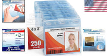 Load image into Gallery viewer, Bulk 250 Clear 4x3 Inch ID Badge Holders - Fast Loading &amp; Durable Protection