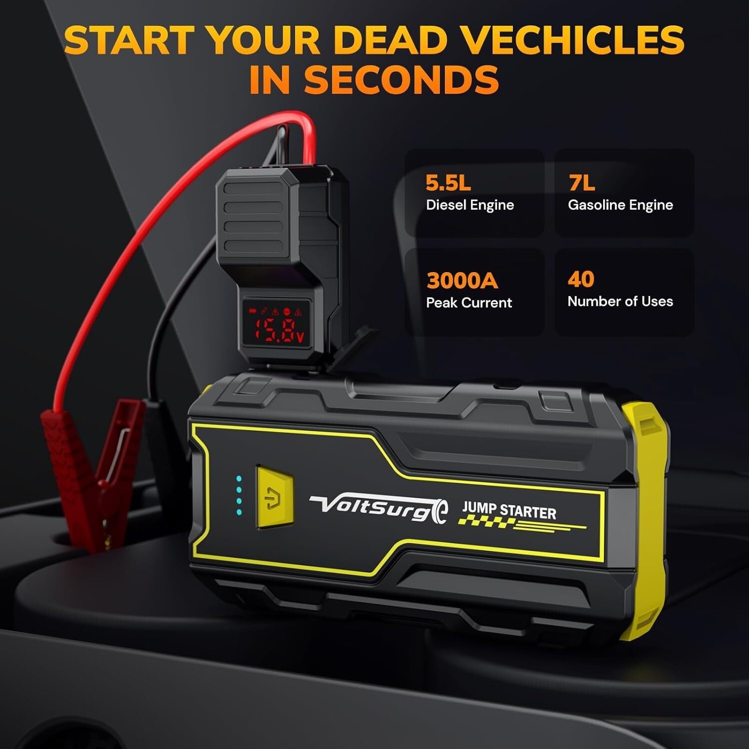 Lightweight 3000A Car Battery Jump Starter & Emergency Kit with Smart Protection