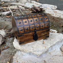 Load image into Gallery viewer, X-Large Antique Style Pirate Chest with Iron Lock &amp; Skeleton Key - 16x11x10.5