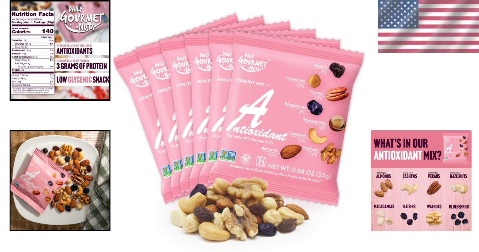Healthy Trail Mix Snack Packs - Nut & Dried Fruit Assortment, No Salt, 48 Count