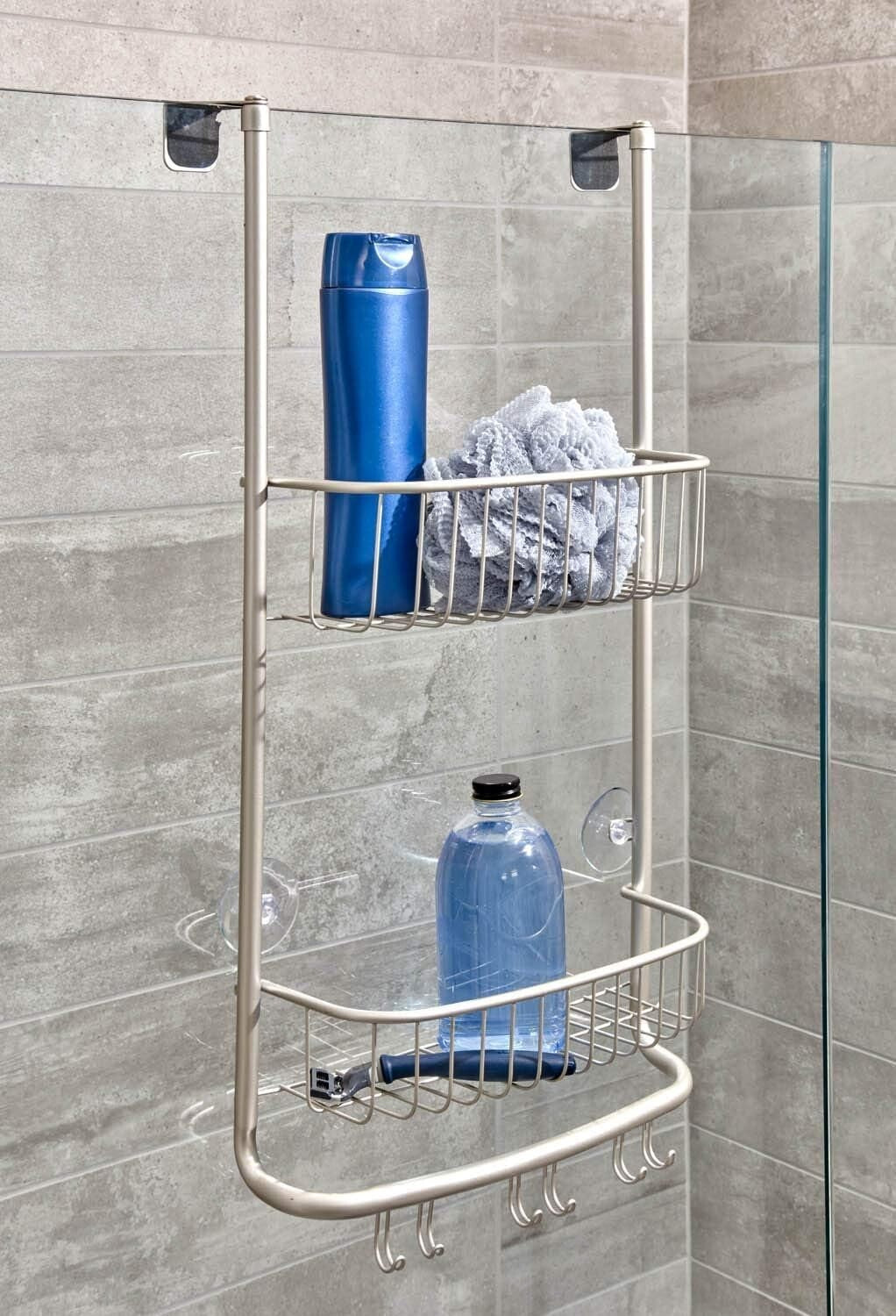 Sleek Portable Shower Caddy - Rust-Resistant with Strong Suction Cups and Hooks