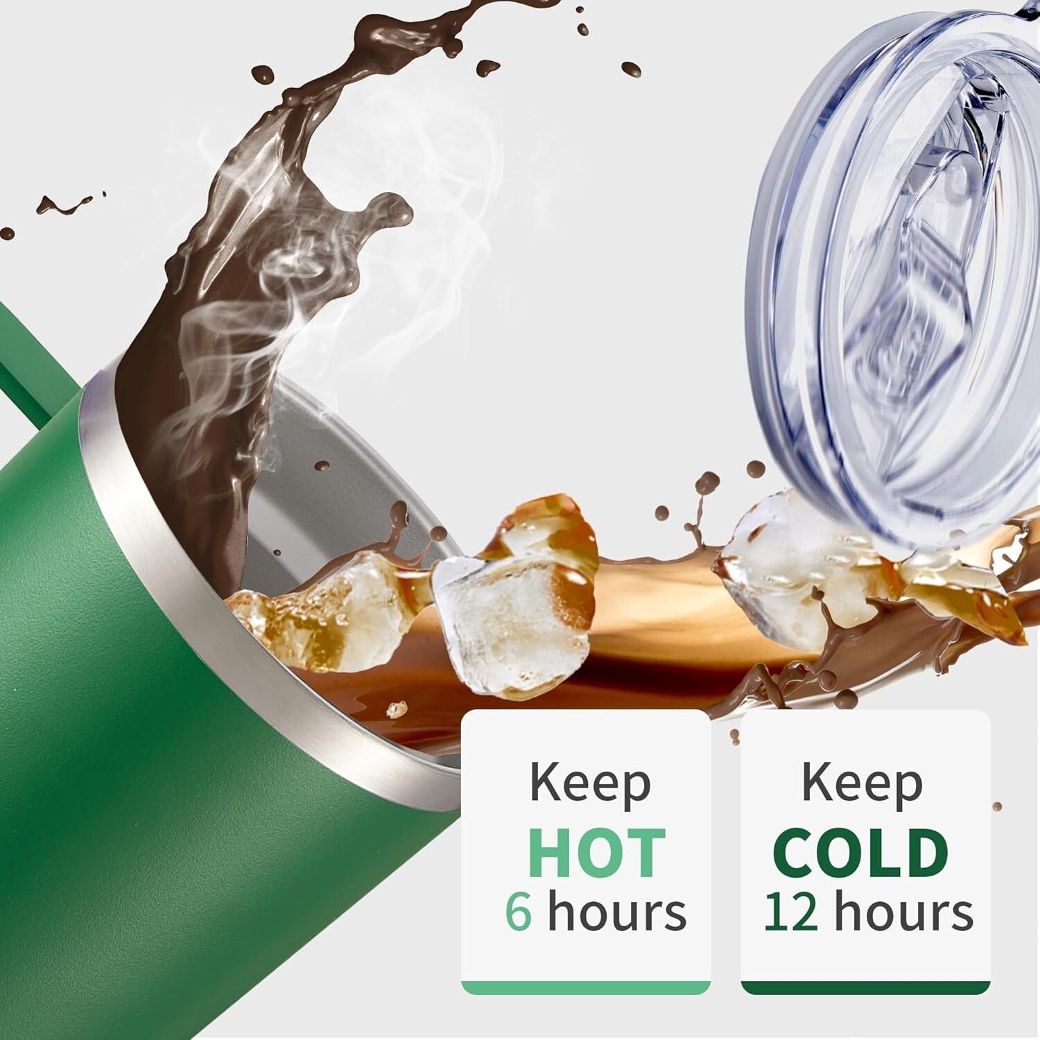 Bulk Stainless Steel Tumblers - 20 oz Double Wall Travel Mugs, 6 Pack Dark Green