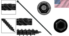 Load image into Gallery viewer, Superior Strong 12" Black Exterior Screws - Heavy Duty Timber Fasteners 50 Pk
