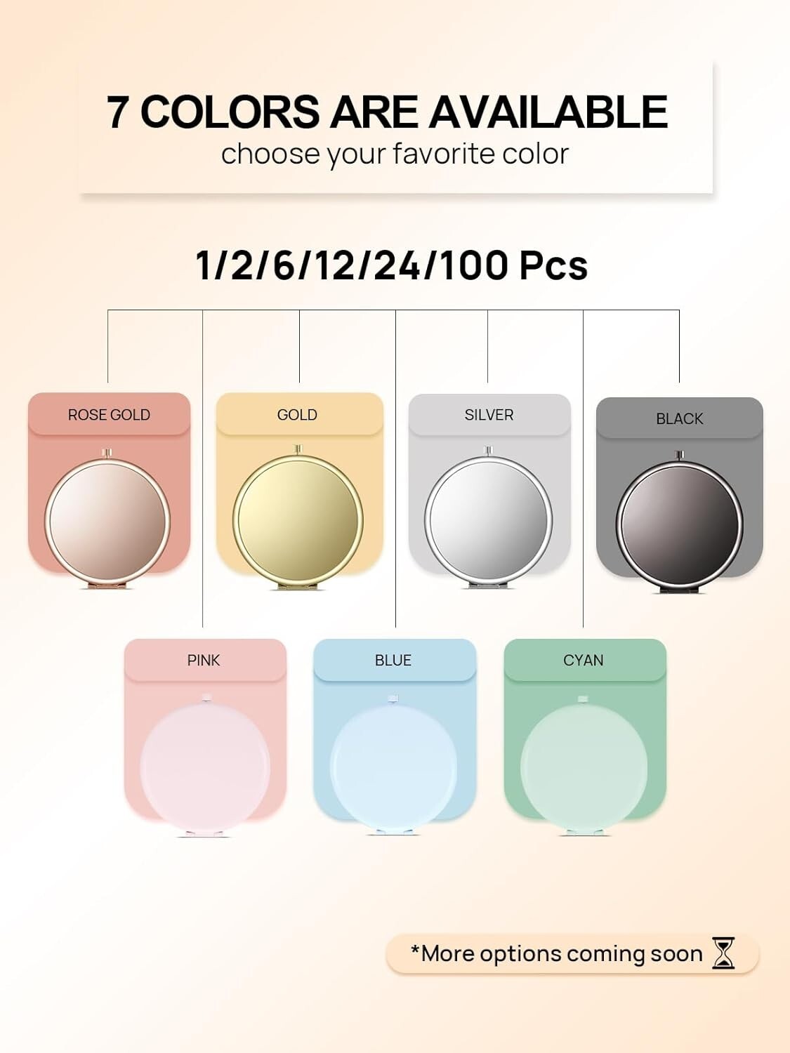 Customizable Rose Gold Mini Mirrors Set - 100 Double-Sided for Weddings & Gifts