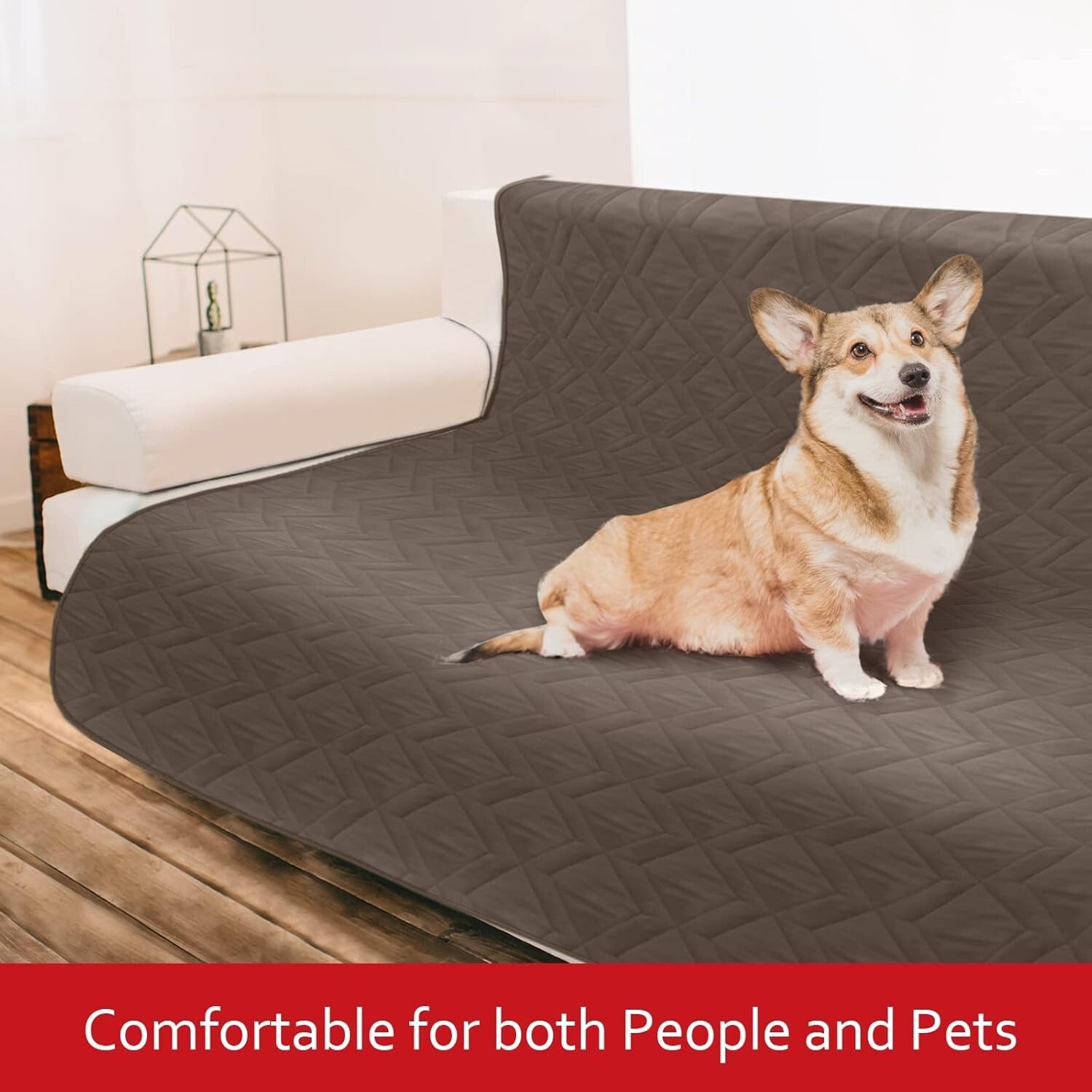 100% Waterproof Couch Cover - 86" x 82" Anti-Slip Dog Bed Protector in Chocolate