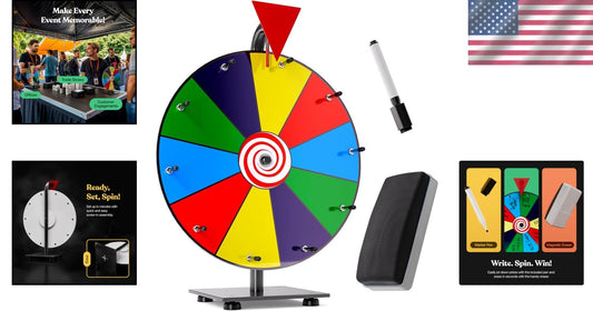 Engaging 12" Event Prize Wheel with Loud Clickers - Ideal for Raffles & Games