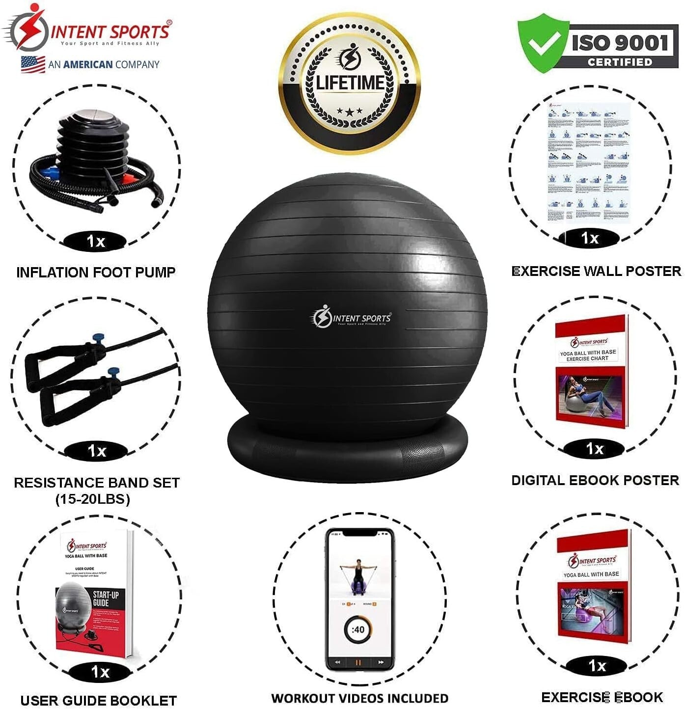 Versatile Fitness Ball Chair – 65 cm Stability Ball for Home Gym & Office Use
