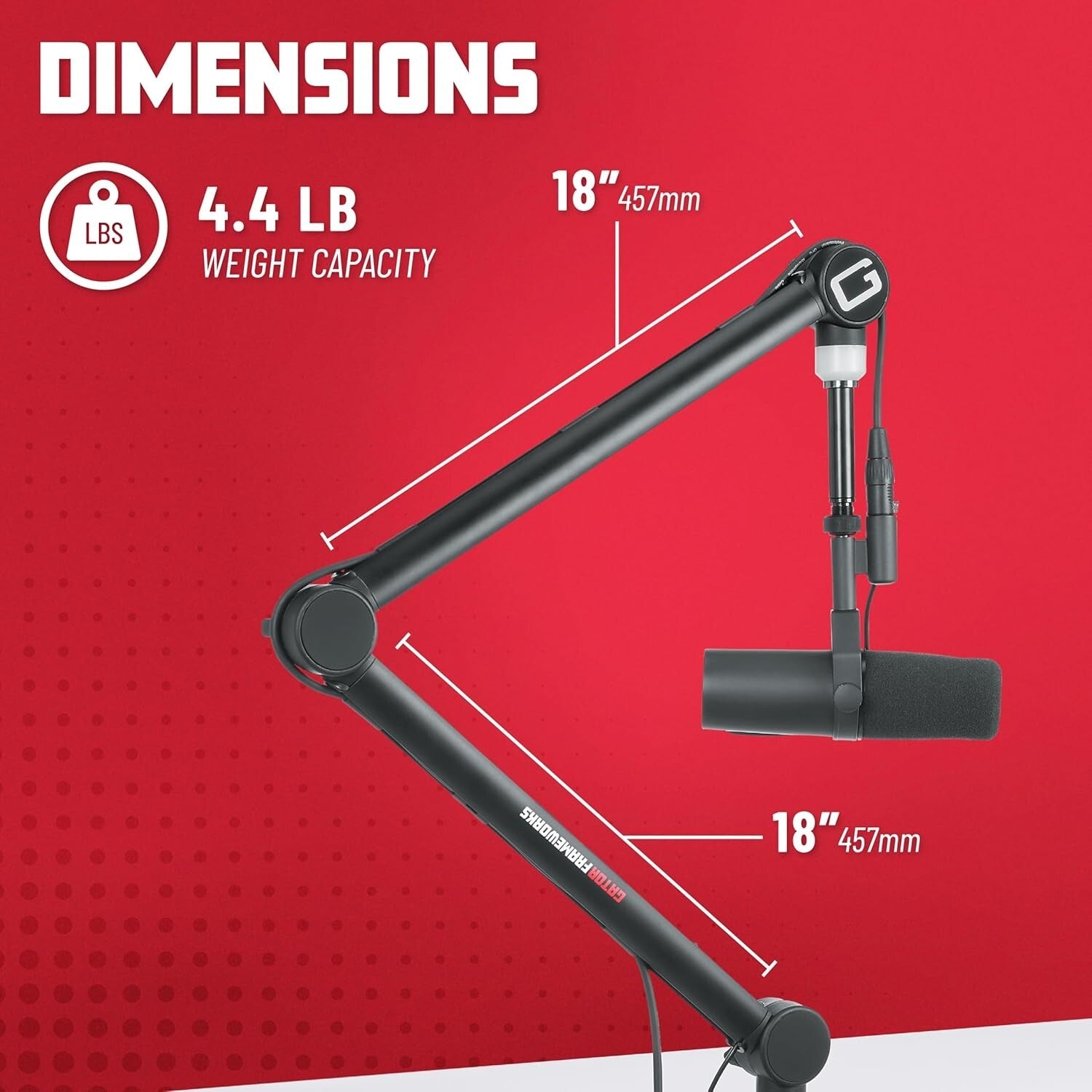 Heavy-Duty Podcast Microphone Stand with On-Air LED Light & Removable XLR Cable