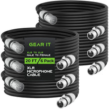 Load image into Gallery viewer, Professional 20ft XLR Male to Female Cables - 6-Pack with Lifetime Guarantee