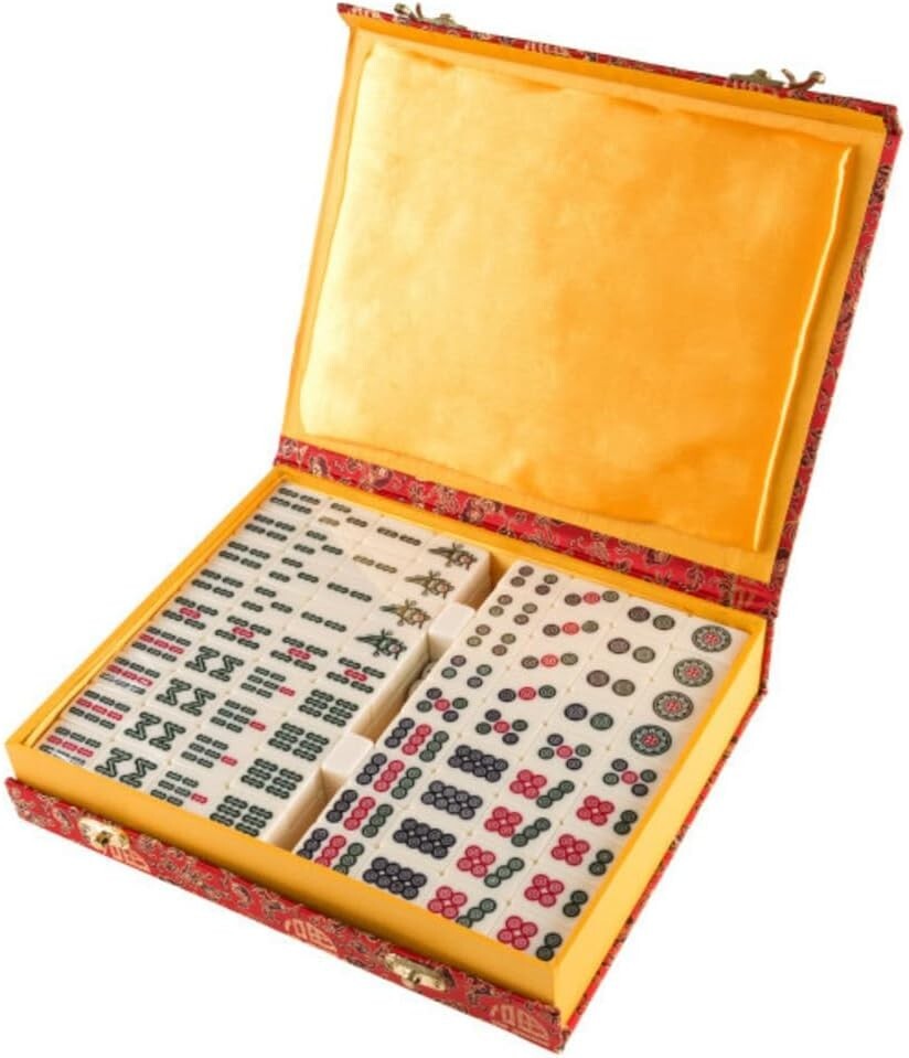 Family-Friendly Mahjong Game Set with 146 Tiles & Beautiful Storage Case