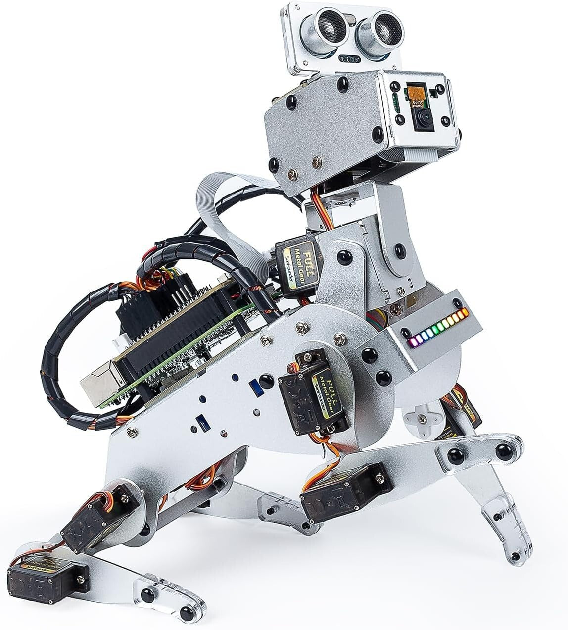 Raspberry Pi AI Robot Dog Kit - 12 Servos, App Control, and Video Recognition