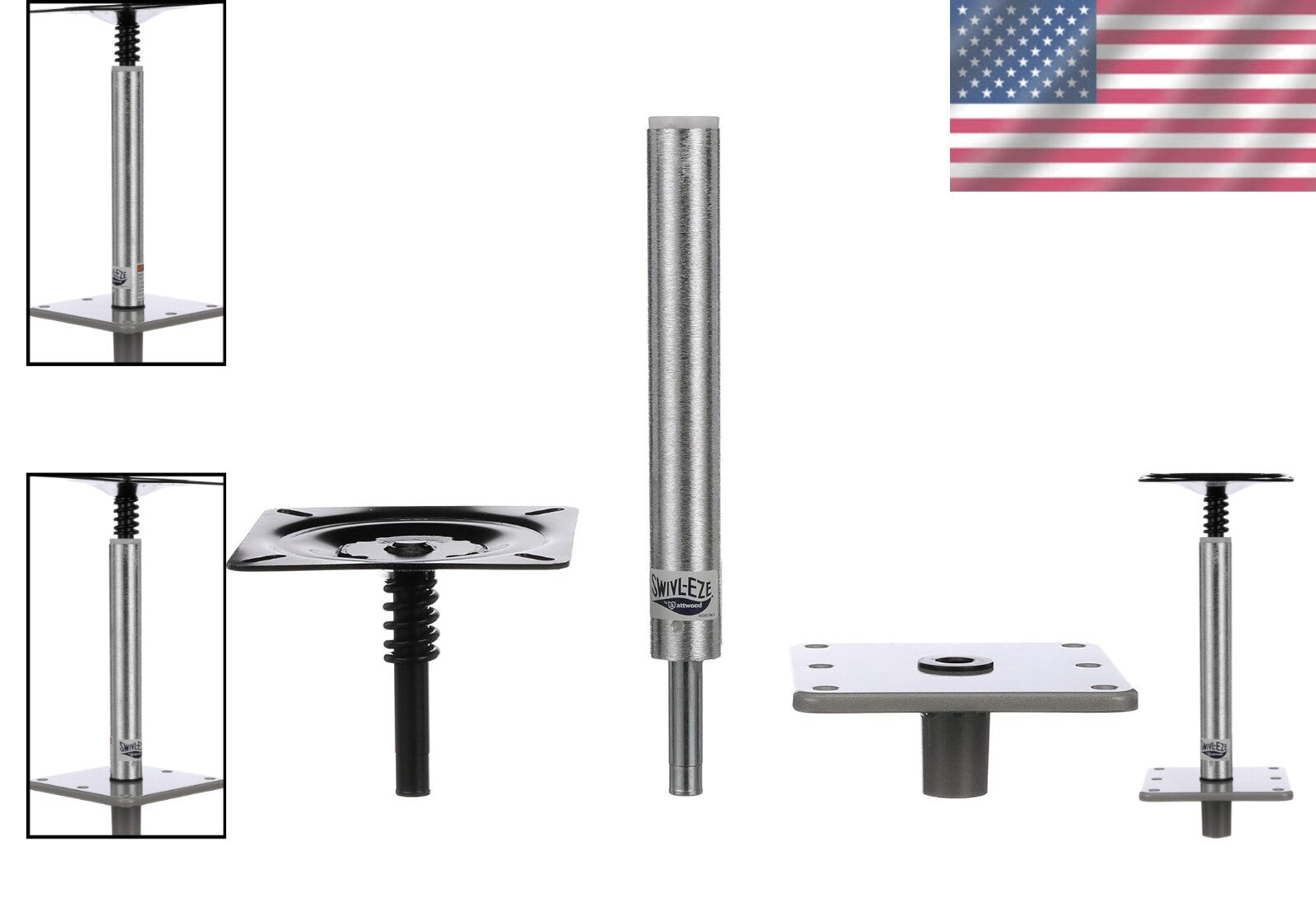 11-Inch Brushed Aluminum Boat Seat Pedestal with 7 Inch Base for Universal Fit