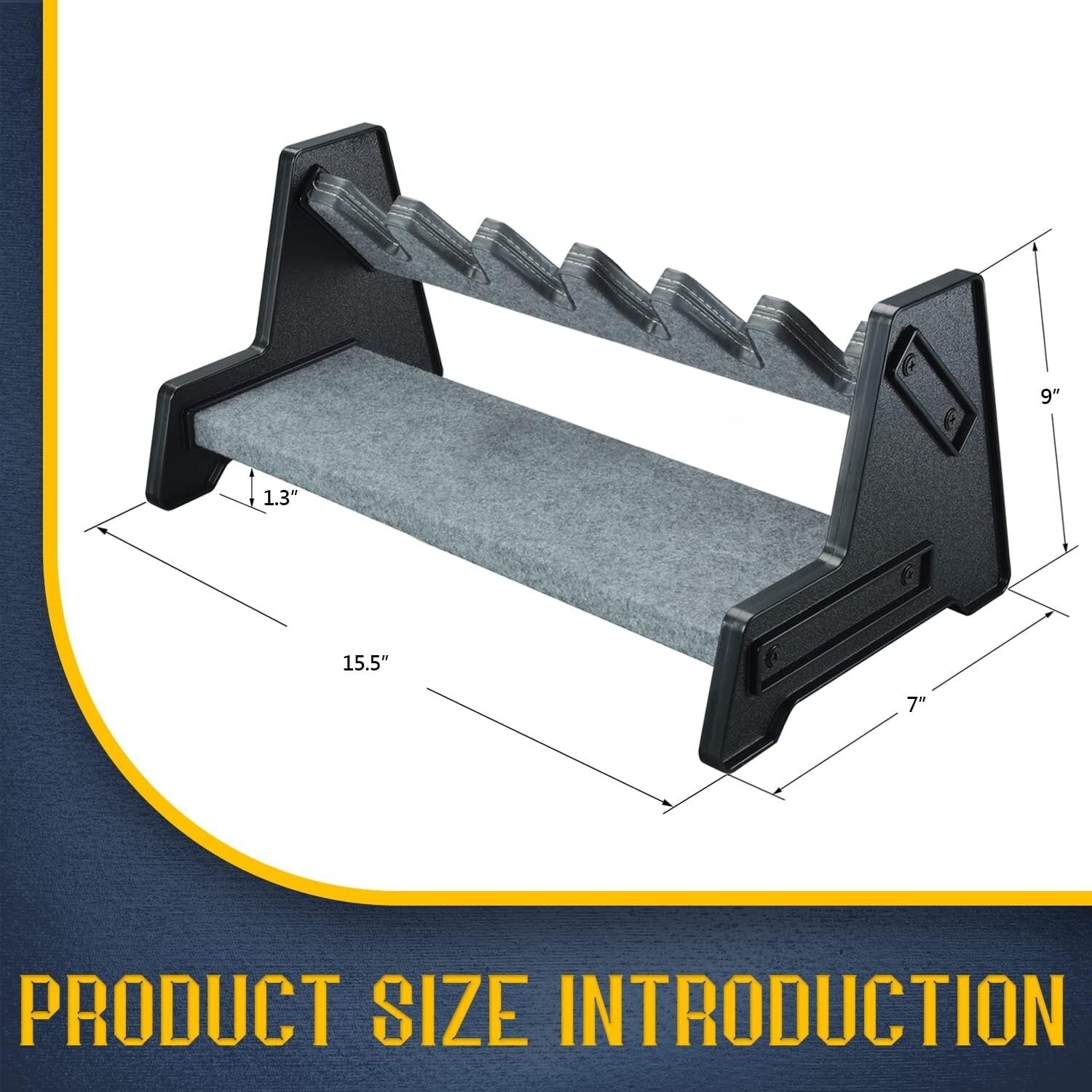 Premium 6-Gun Pistol Rack with Leather Trim - Organize Firearms Elegantly
